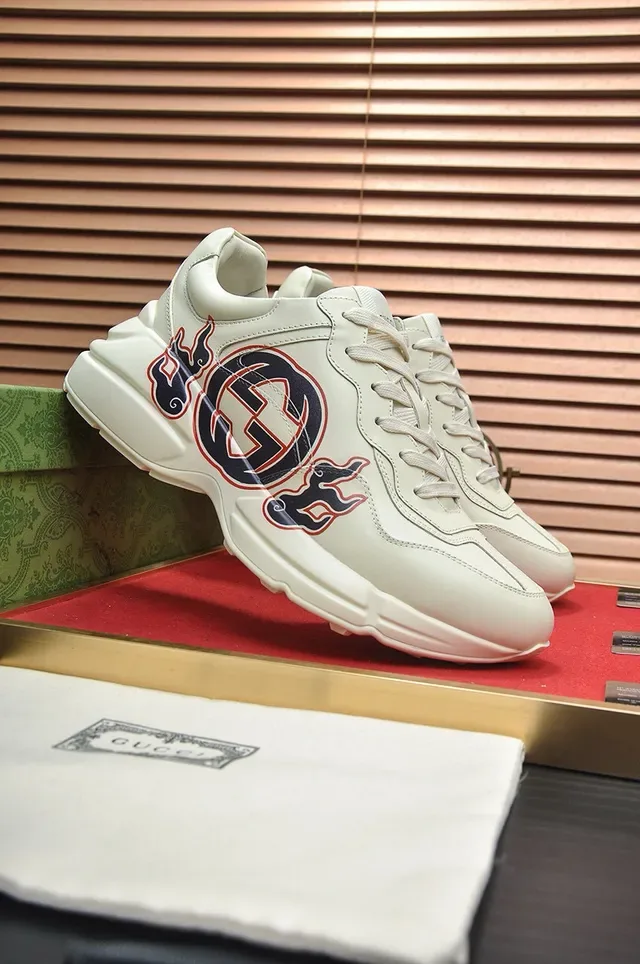Gucci Screener Off-White Flame GG Logo Lifestyle Sneakers 9