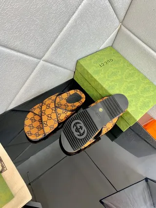 Gucci Screener Orange GG Monogram Canvas Slippers 4