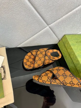 Gucci Screener Orange GG Monogram Canvas Slippers 5
