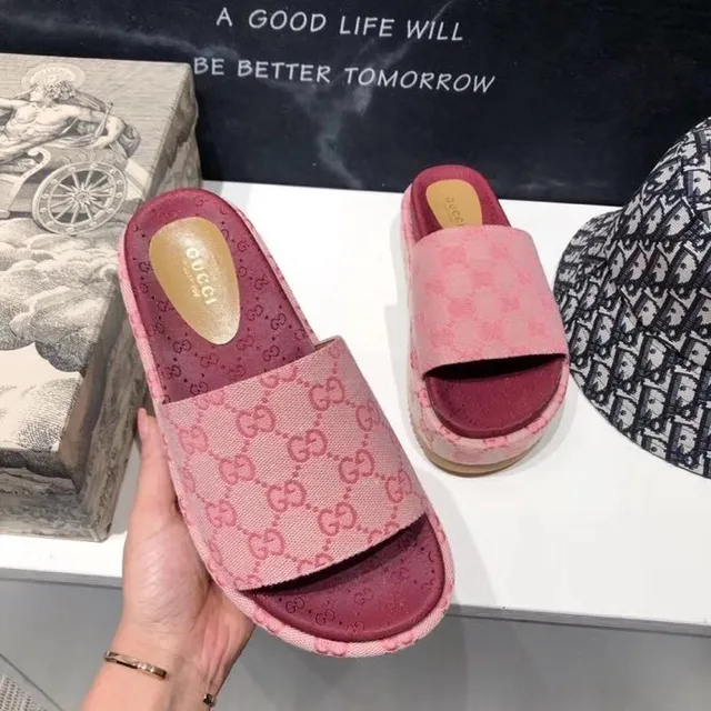Gucci Screener Pink GG Monogram Platform Slippers 3