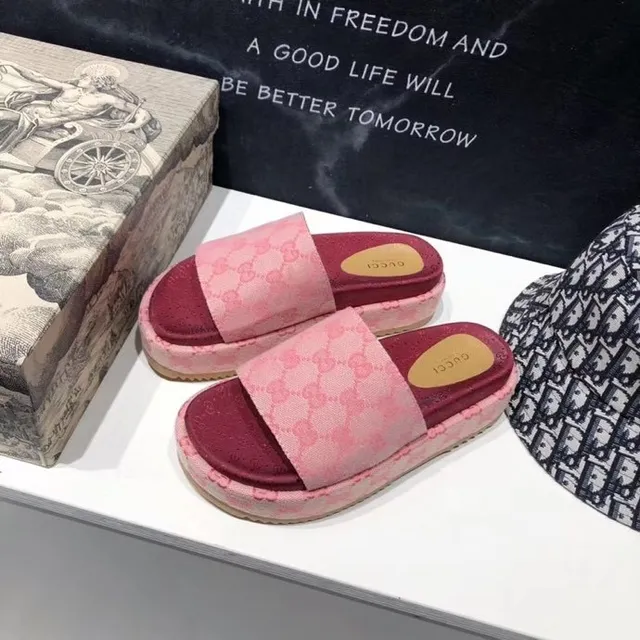 Gucci Screener Pink GG Monogram Platform Slippers 6