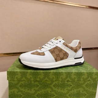 Gucci Screener White and Beige GG Monogram Lifestyle Sneakers