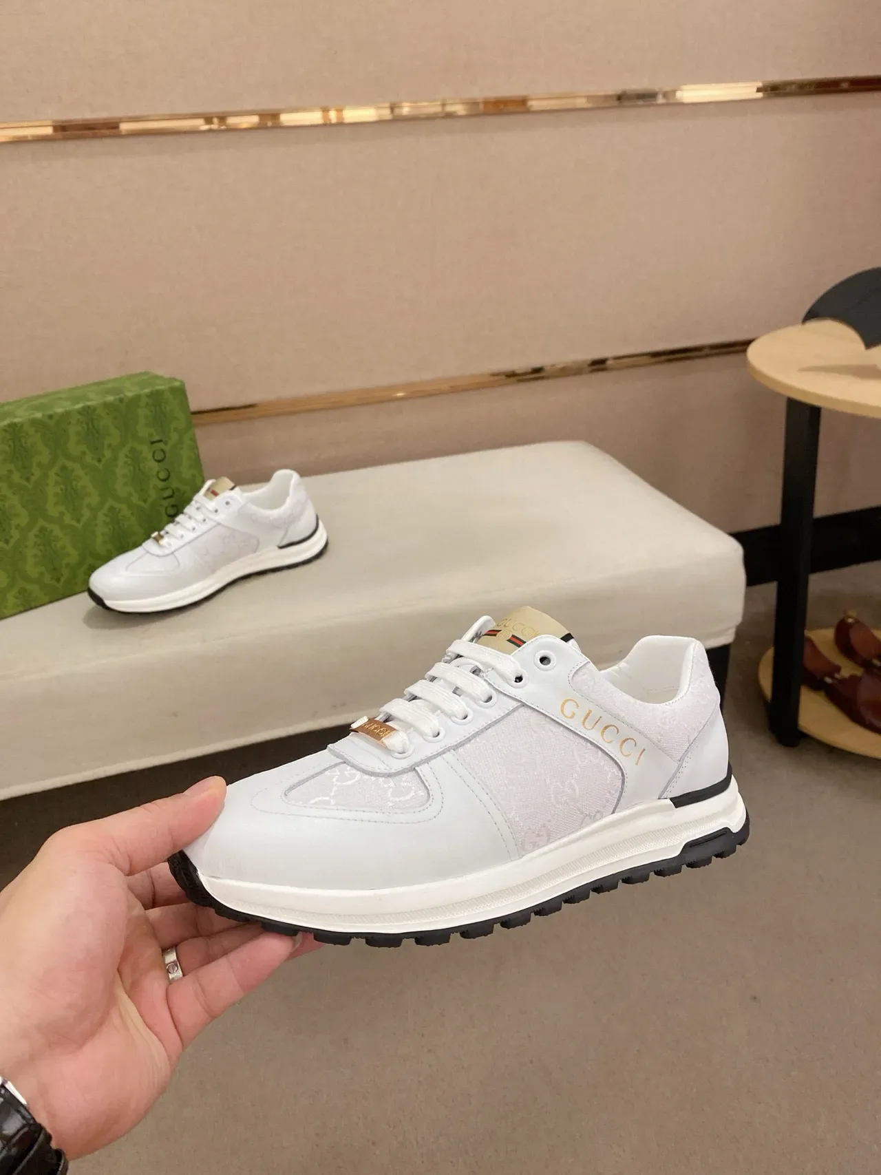 Gucci Screener White GG Monogram Lifestyle Sneakers 3