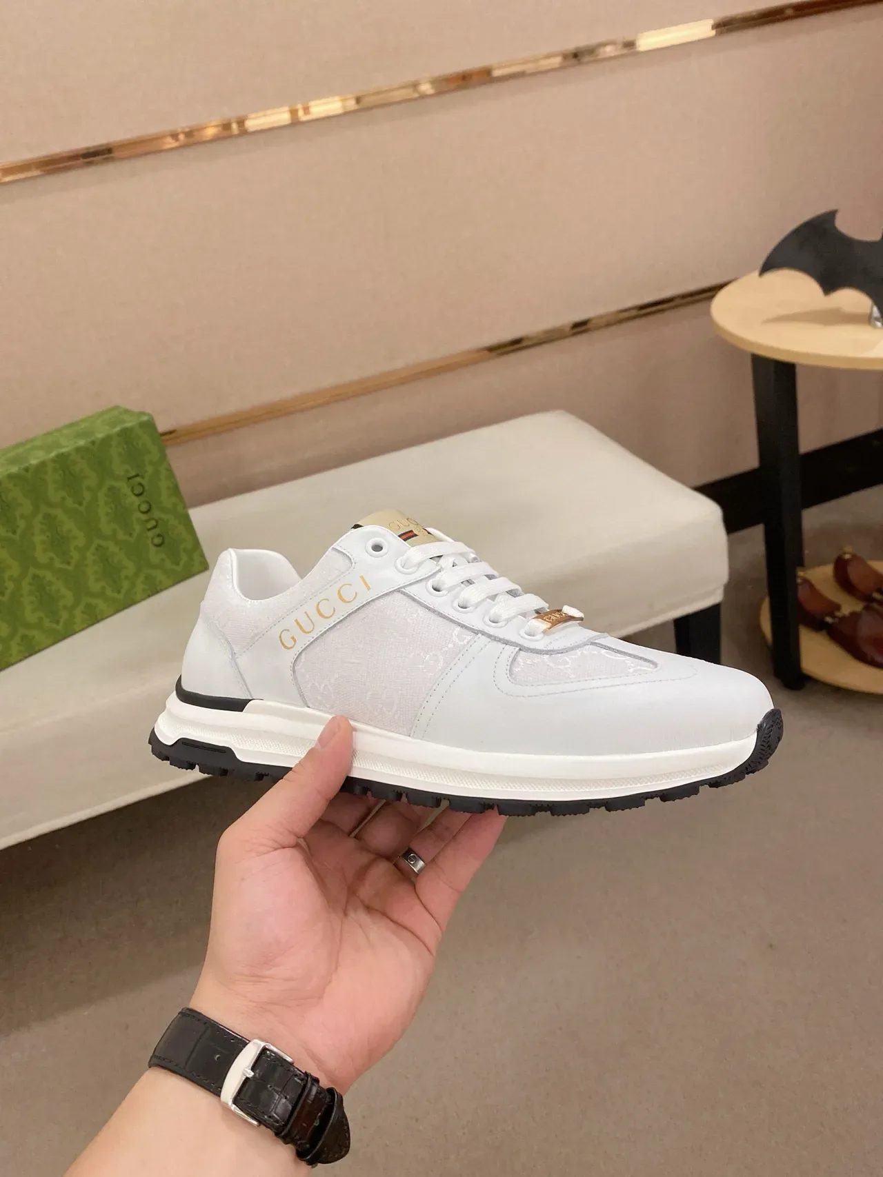 Gucci Screener White GG Monogram Lifestyle Sneakers 4