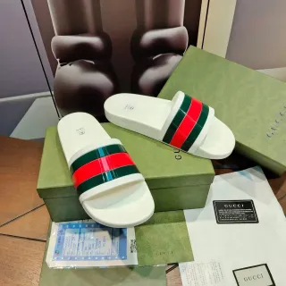 Gucci Screener सफेद हरा लाल Web Stripe स्लिपर्स
