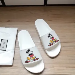 Gucci Screener White Mickey Mouse Graphic Slippers