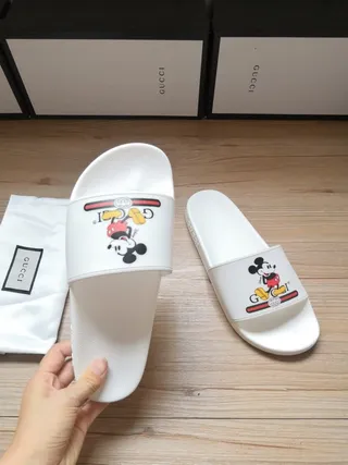Gucci Screener White Mickey Mouse Graphic Slippers 3