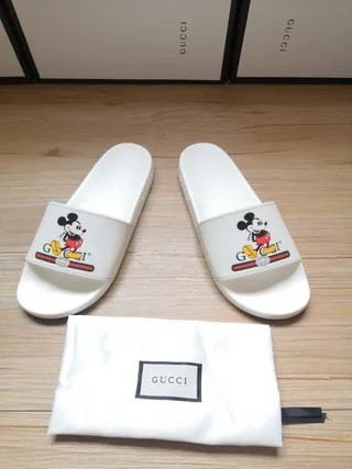 Gucci Screener White Mickey Mouse Graphic Slippers 4