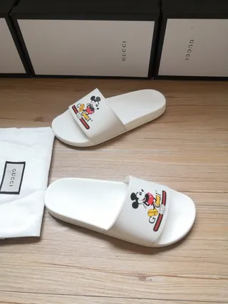 Gucci Screener White Mickey Mouse Graphic Slippers 5