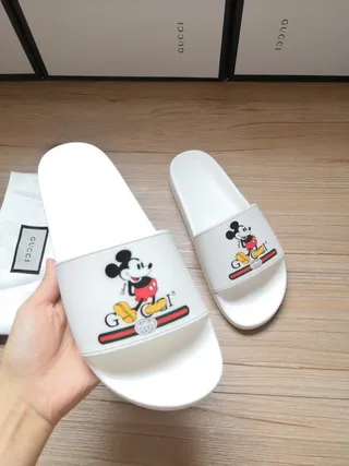 Gucci Screener White Mickey Mouse Graphic Slippers 6
