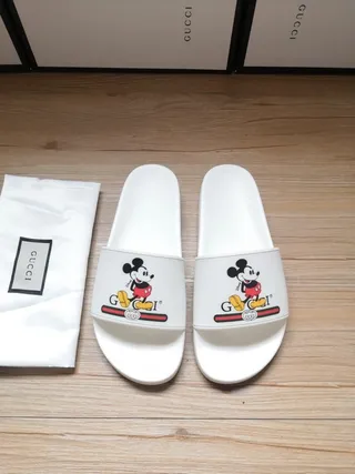 Gucci Screener White Mickey Mouse Graphic Slippers 7