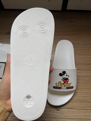 Gucci Screener White Mickey Mouse Graphic Slippers 9