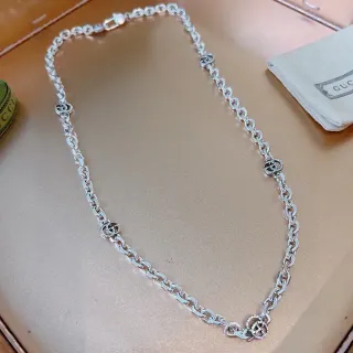 Gucci Silver Interlocking G Charms Curb-Link Chain Necklace