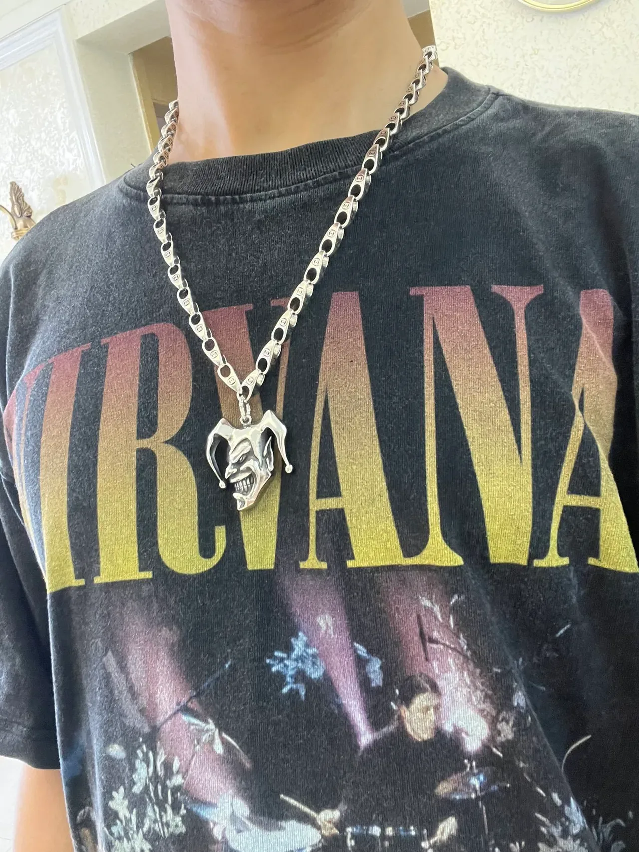 Gucci Silver Jester Skull Pendant Necklace 2