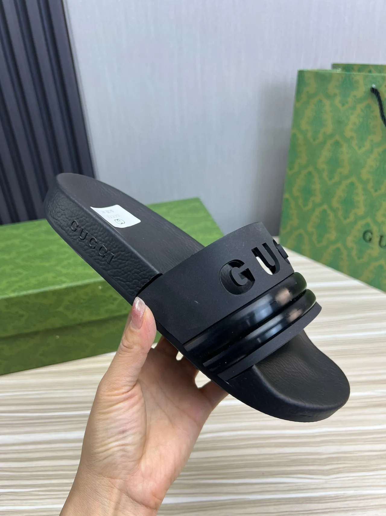 Gucci Slide Black Rubber Slippers 4