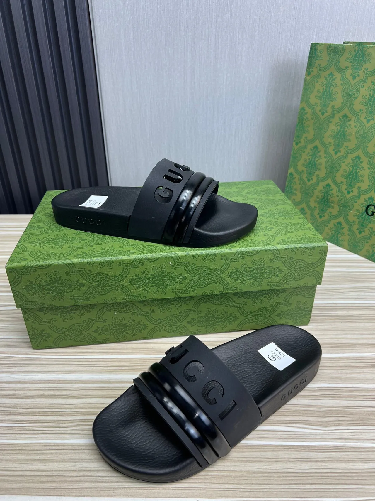 Gucci Slide Black Rubber Slippers 5
