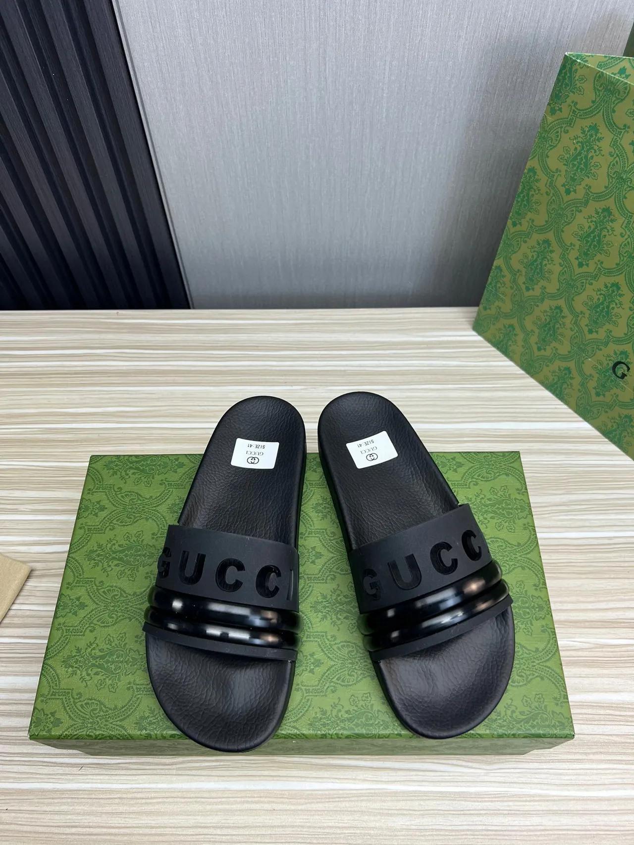 Gucci Slide Black Rubber Slippers 8