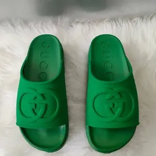 Gucci Slide Green Molded Rubber Slippers