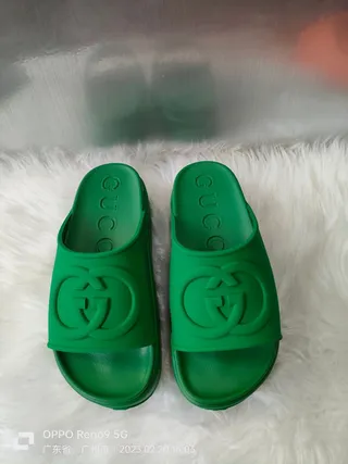 Gucci Slide Green Molded Rubber Slippers 2