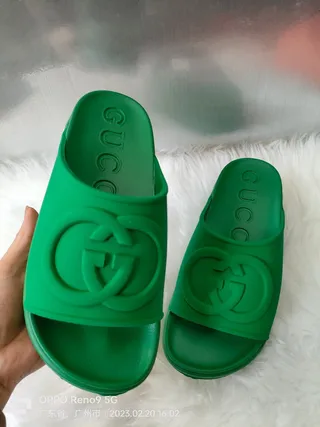 Gucci Slide Green Molded Rubber Slippers 3
