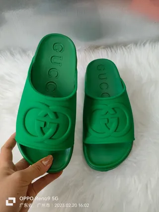 Gucci Slide Green Molded Rubber Slippers 4