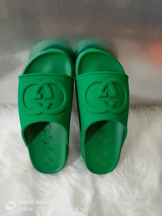 Gucci Slide Green Molded Rubber Slippers 5
