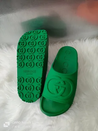 Gucci Slide Green Molded Rubber Slippers 7