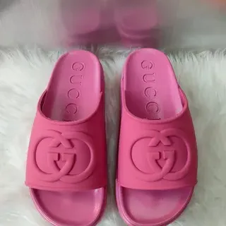 Gucci Slide Pink Molded Rubber Slippers