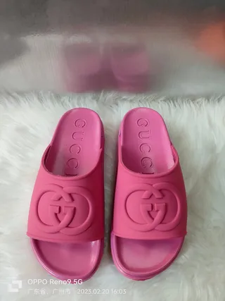 Gucci Slide Pink Molded Rubber Slippers 3