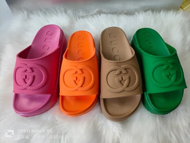 Gucci Slide Pink Molded Rubber Slippers 4