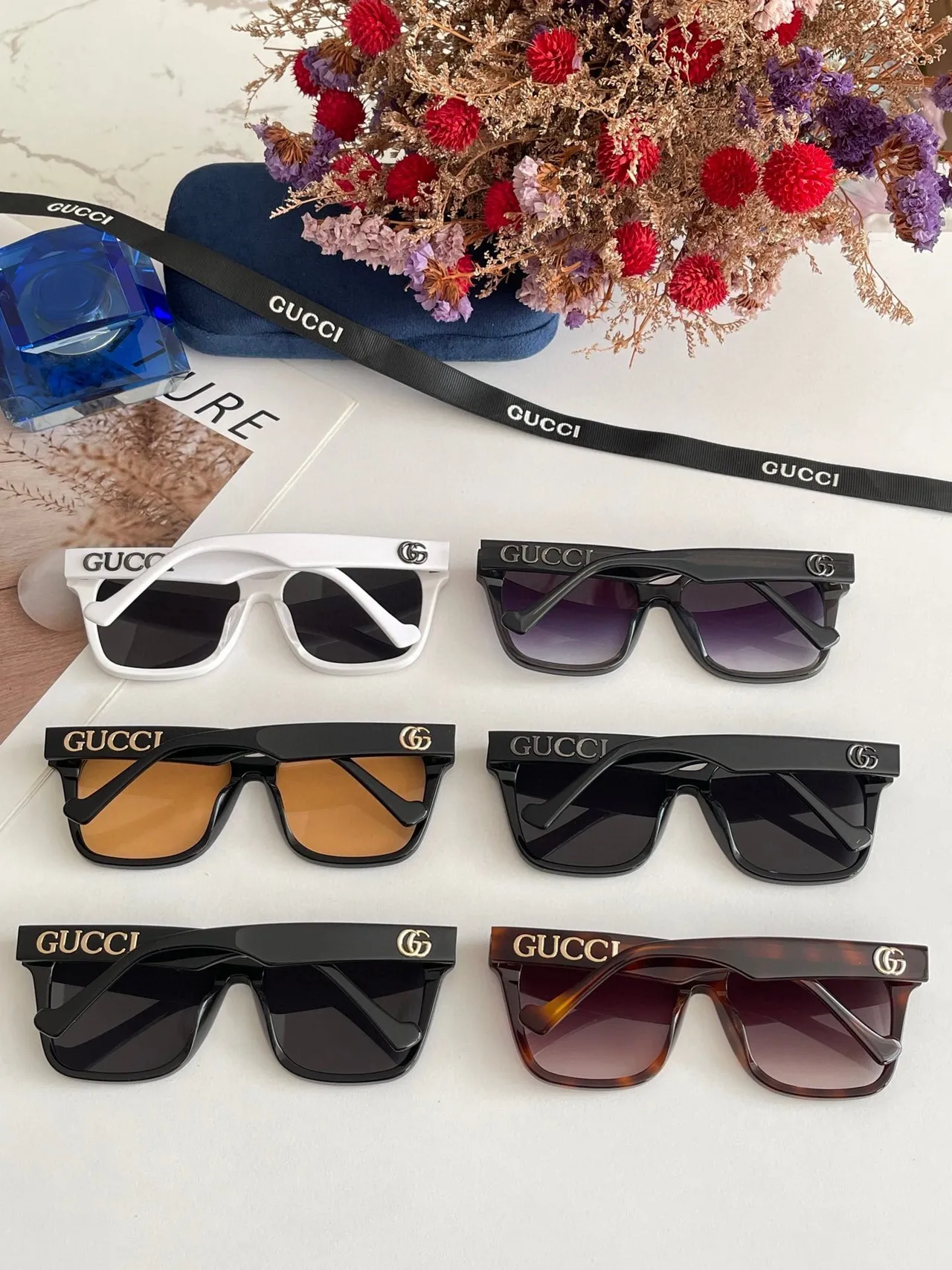 Gucci Square Oversized White Sunglasses 4