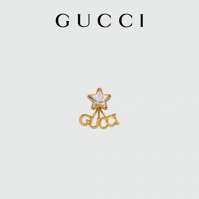 Gucci Star and GG Motif Crystal Stud Earrings 2