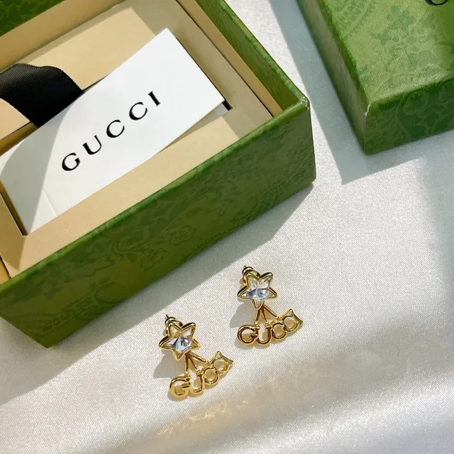 Gucci Star and GG Motif Crystal Stud Earrings 3