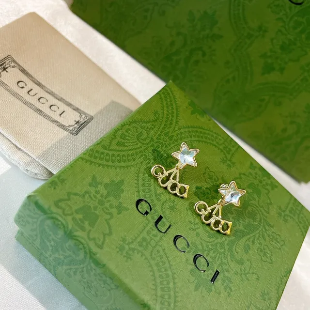 Gucci Star and GG Motif Crystal Stud Earrings 4