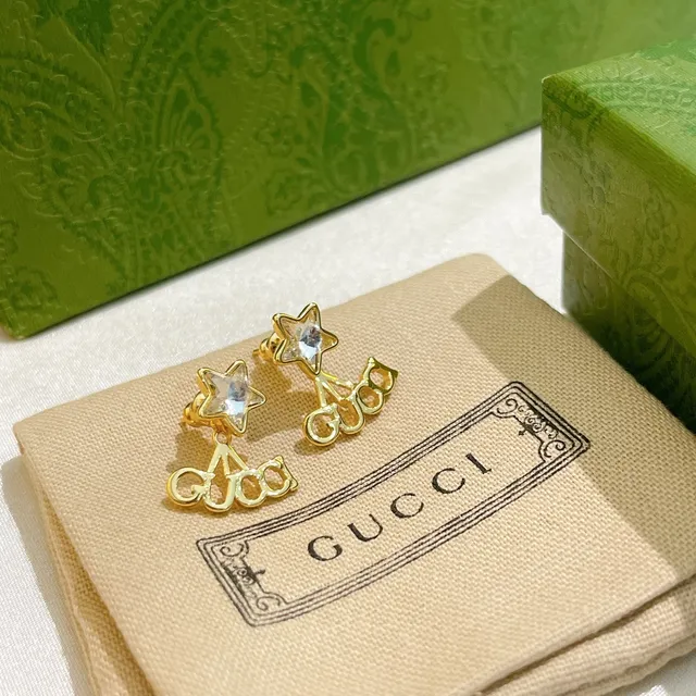 Gucci Star and GG Motif Crystal Stud Earrings 6