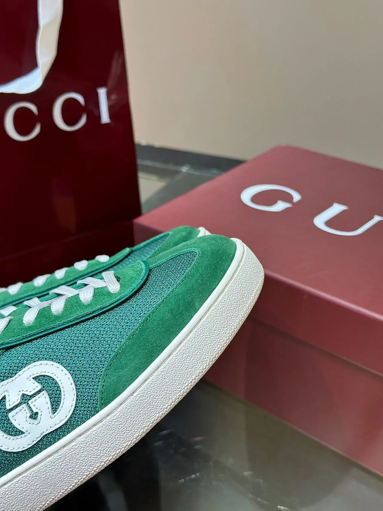 Gucci Tennis 1977 Verde Camurça e Malha Sneakers Lifestyle 8