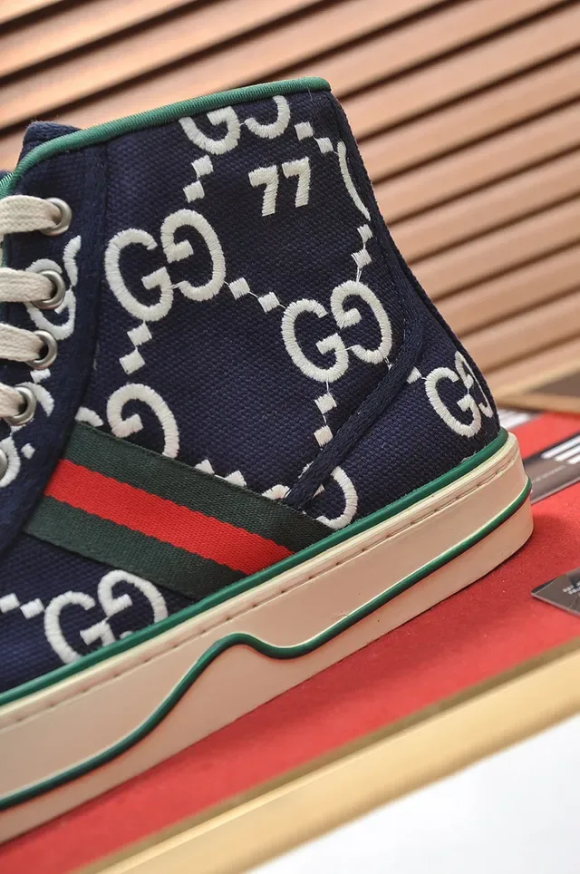 Gucci Tennis 1977 Navy GG Monogram Baskets Lifestyle Hautes 2