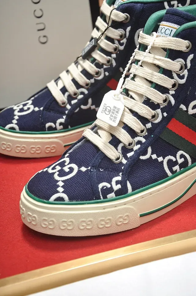 Gucci Tennis 1977 Navy GG Monogram Baskets Lifestyle Hautes 3