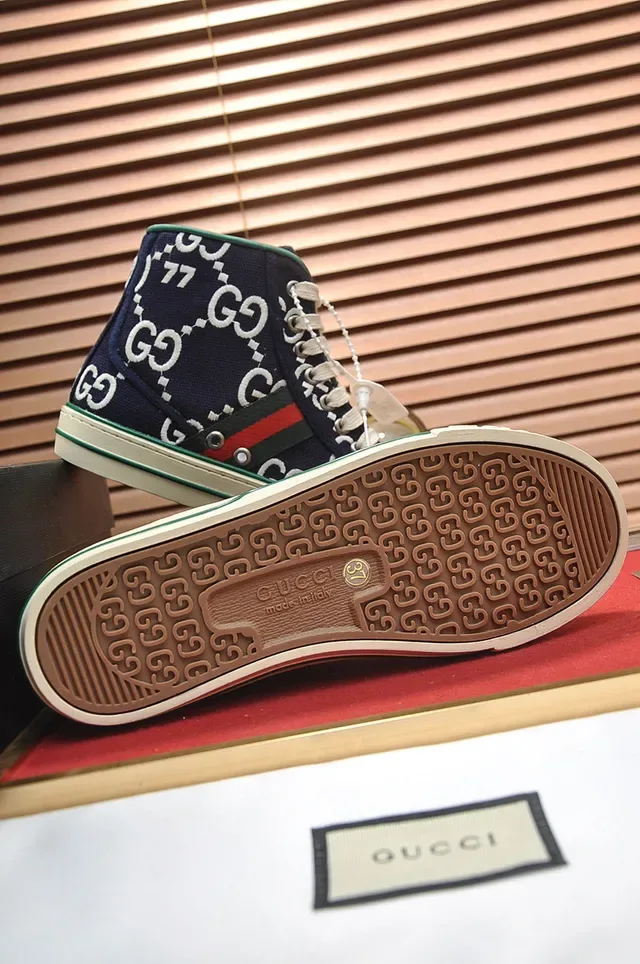 Gucci Tennis 1977 Navy GG Monogram Baskets Lifestyle Hautes 4