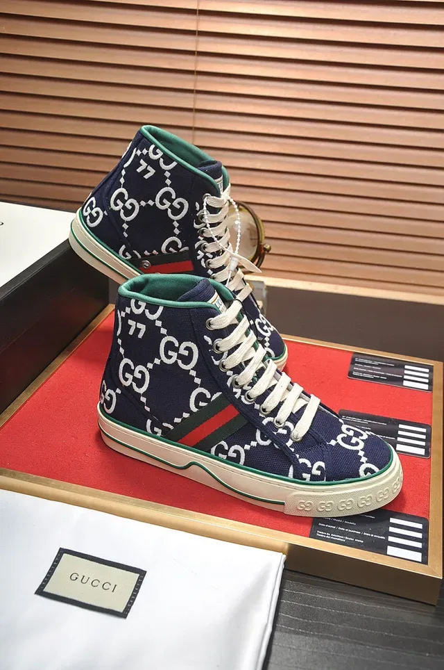 Gucci Tennis 1977 Navy GG Monogram Baskets Lifestyle Hautes 5