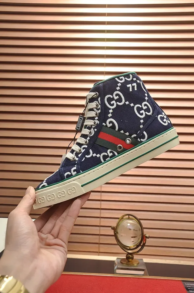 Gucci Tennis 1977 Navy GG Monogram Baskets Lifestyle Hautes 6