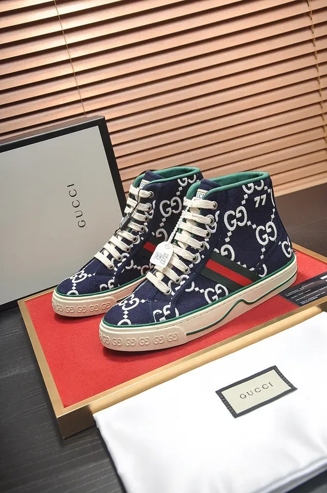 Gucci Tennis 1977 Navy GG Monogram Baskets Lifestyle Hautes 8