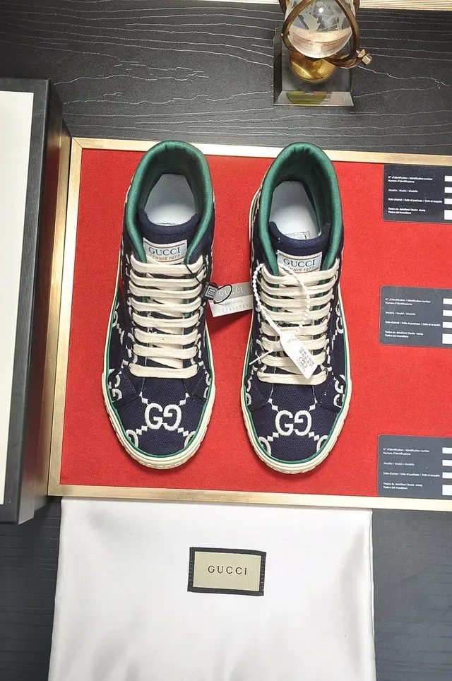 Gucci Tennis 1977 Navy GG Monogram Baskets Lifestyle Hautes 9