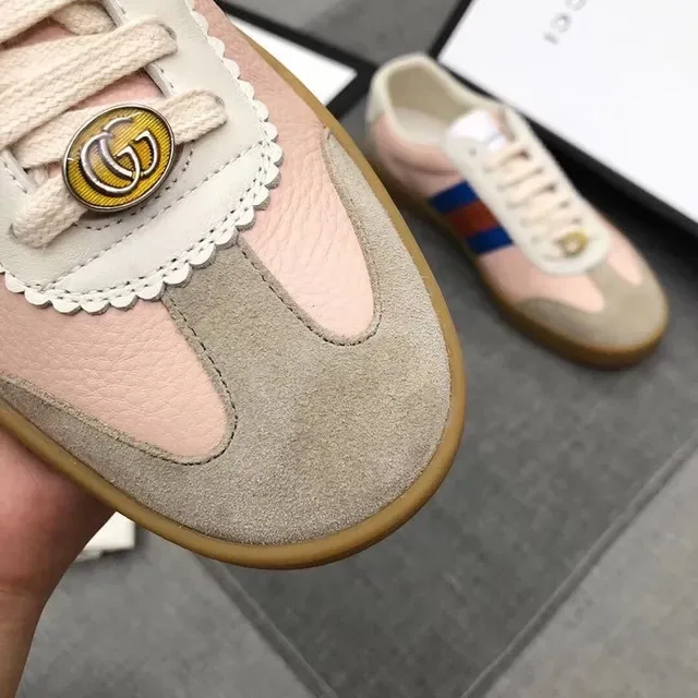 Gucci Tennis 1977 Pink Beige Web Stripe Lifestyle Sneakers 3