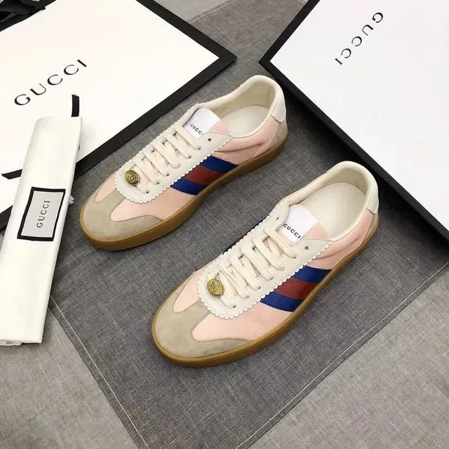 Gucci Tennis 1977 Pink Beige Web Stripe Lifestyle Sneakers 6