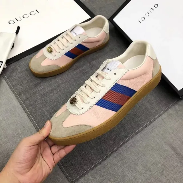 Gucci Tennis 1977 Pink Beige Web Stripe Lifestyle Sneakers 8