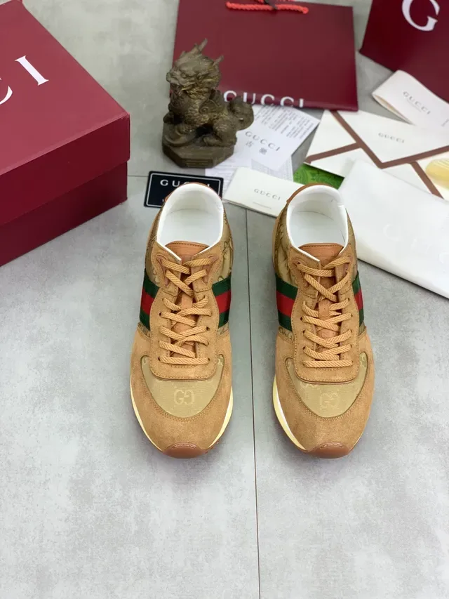 Gucci Tennis 1977 Tan Suede and Nylon Web Stripe Lifestyle Sneakers 2