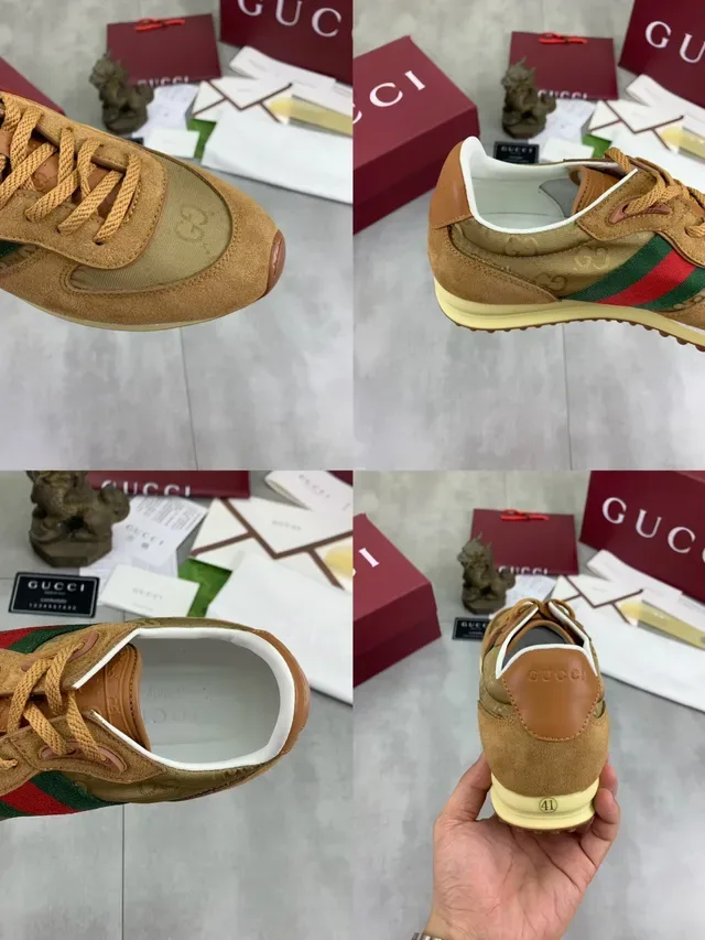 Gucci Tennis 1977 Tan Suede and Nylon Web Stripe Lifestyle Sneakers 3