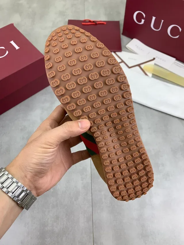 Gucci Tennis 1977 Tan Suede and Nylon Web Stripe Lifestyle Sneakers 4