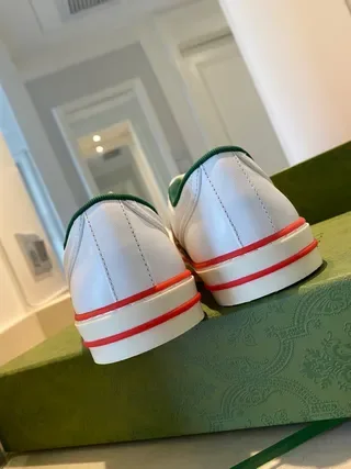 Gucci Tennis 1977 White Green Red Web Stripe Lifestyle Sneakers 2